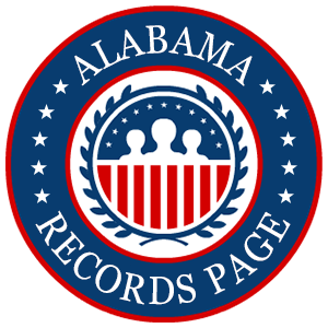 A red, white, and blue round logo with the words Alabama Records Page